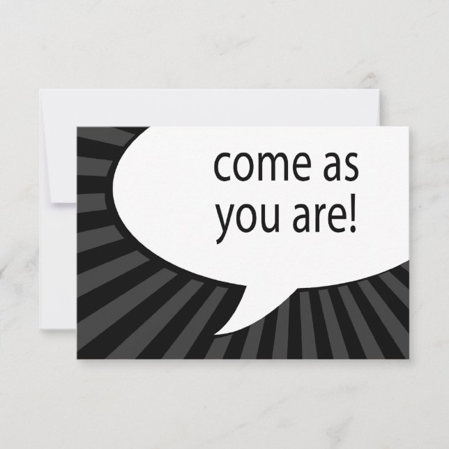 kommen Sie wie Sie sind: Comic-Sprechblase Einladung (Vorderseite)