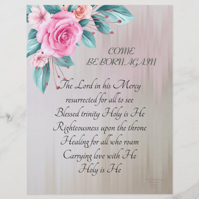 Kommen Sie wieder Geboren zu floralen Aquarellfarb (Rückseite)