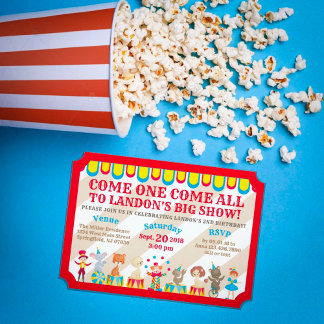 Kommen Sie zu allen Circus Tickets zum Geburtstag Einladung