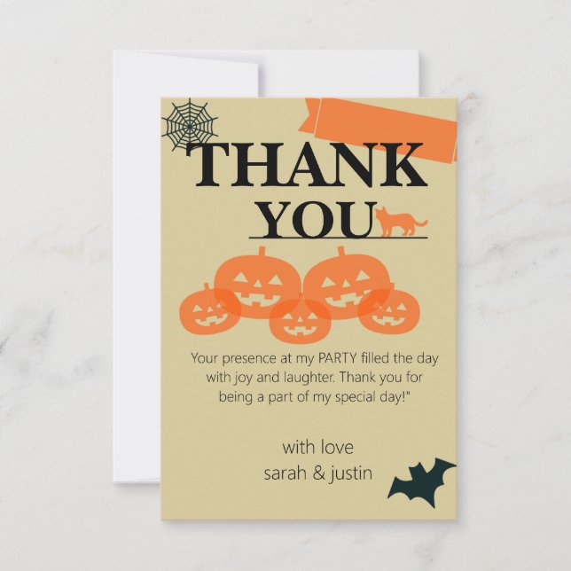 Kommen Sie zu einem Spooktacular Halloween Bash!" Dankeskarte (Vorderseite)