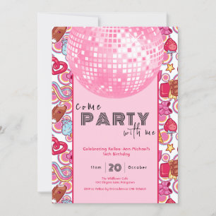 Kommen Sie zum Party mit meiner rosa Geburtstagsei Einladung