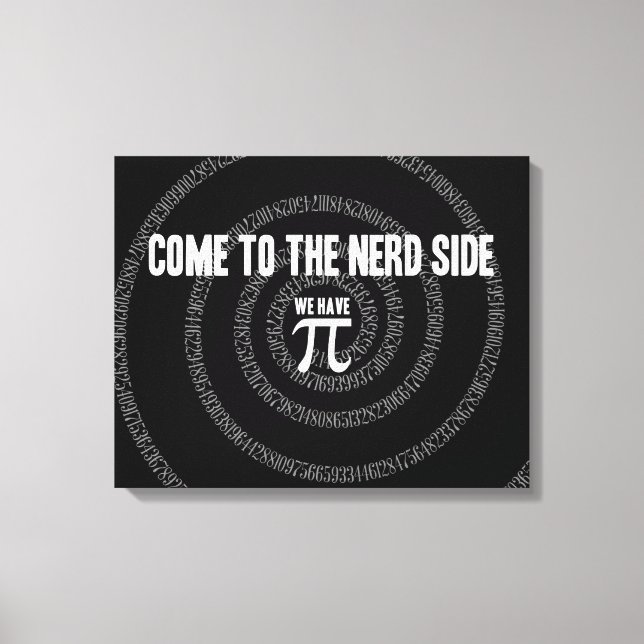 Kommen Sie zur Nerd-Seite für Pi auf Black Leinwanddruck (Vorderseite)