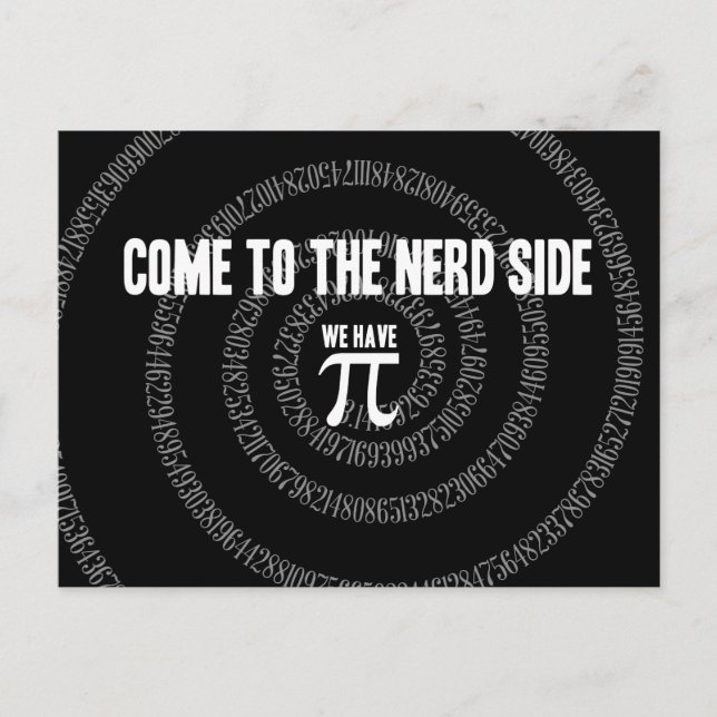Kommen Sie zur Nerd-Seite für Pi auf Black Postkarte (Vorderseite)