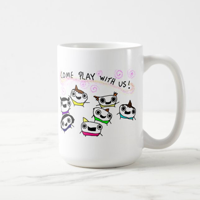 "Kommen Spiel mit uns " Kaffeetasse (Rechts)