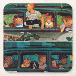 Kommen und Gehen durch Norman Rockwell Rechteckiger Pappuntersetzer