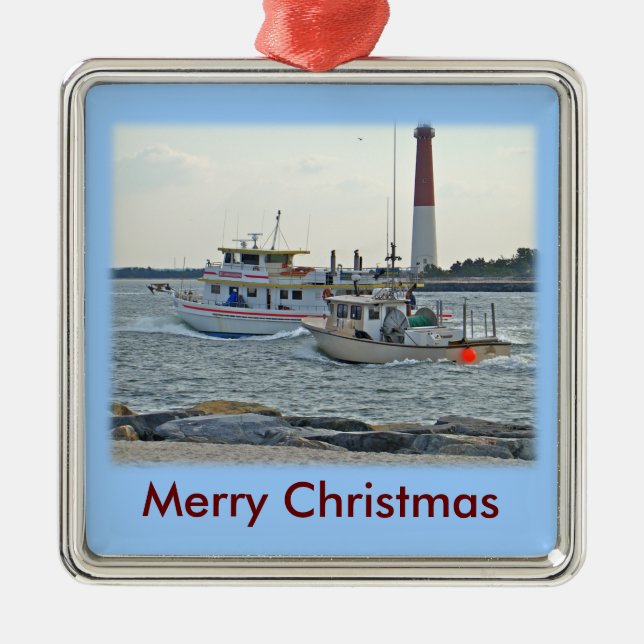 Kommendes Zuhause - Fischerboote im Barnegat Ornament Aus Metall (Vorne)
