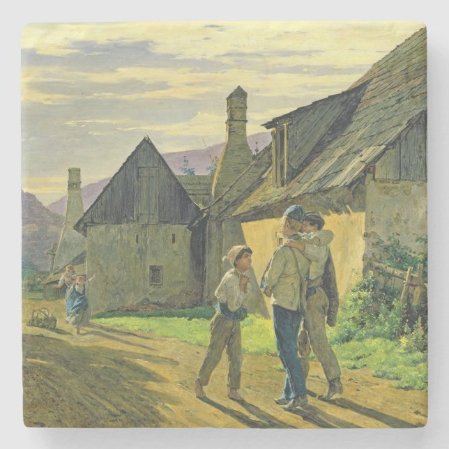 Kommendes Zuhause vom Krieg, 1859 Steinuntersetzer (Vorderseite)