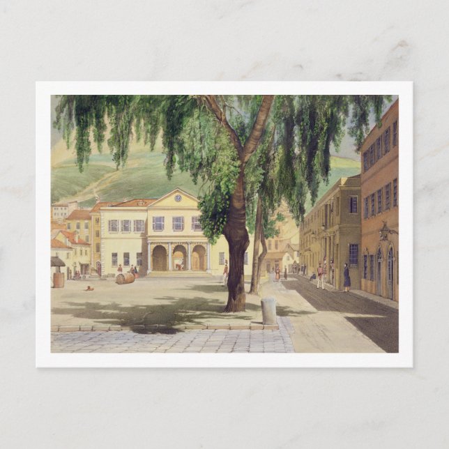 Kommerzieller Platz, die Kommerzielle Bibliothek u Postkarte (Vorderseite)
