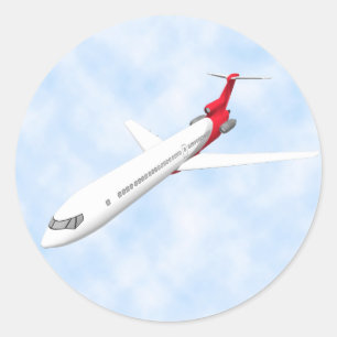 Kommerzielles Jet-Flugzeug: 3D-Modell: Runder Aufkleber