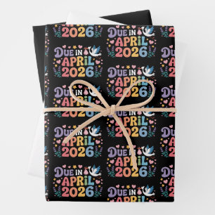 Kommt April 2026 fällig in neues Baby Mutterschaft Geschenkpapier Set