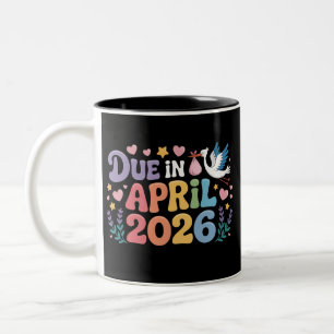 Kommt April 2026 fällig in neues Baby Mutterschaft Zweifarbige Tasse