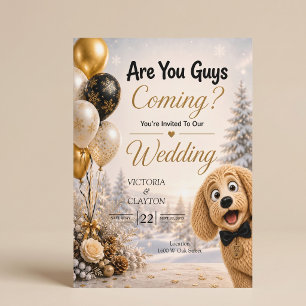 Kommt ihr? Lustiger Hunde-Winterhochzeit Einladung