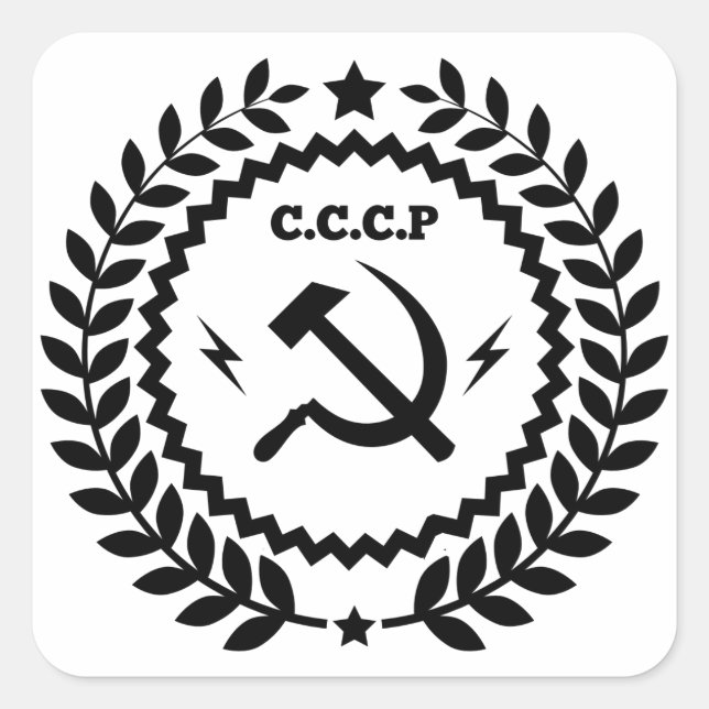 Kommunales CCCP-Hammer-Sickle-Abzeichen Quadratischer Aufkleber (Vorderseite)