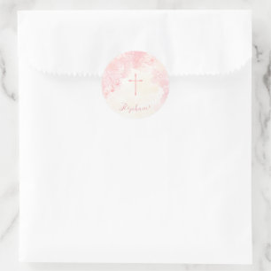 Kommune Blume Rosa Wasserfarben Runder Aufkleber