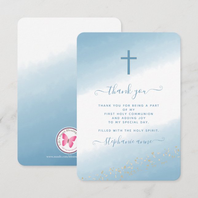 Kommune Cross Blue Wasserfarbe Einladung (Vorne/Hinten)