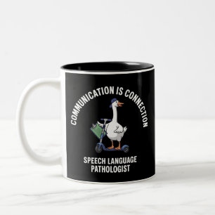 Kommunikation ist Verbindungsrede Sprachgans Zweifarbige Tasse