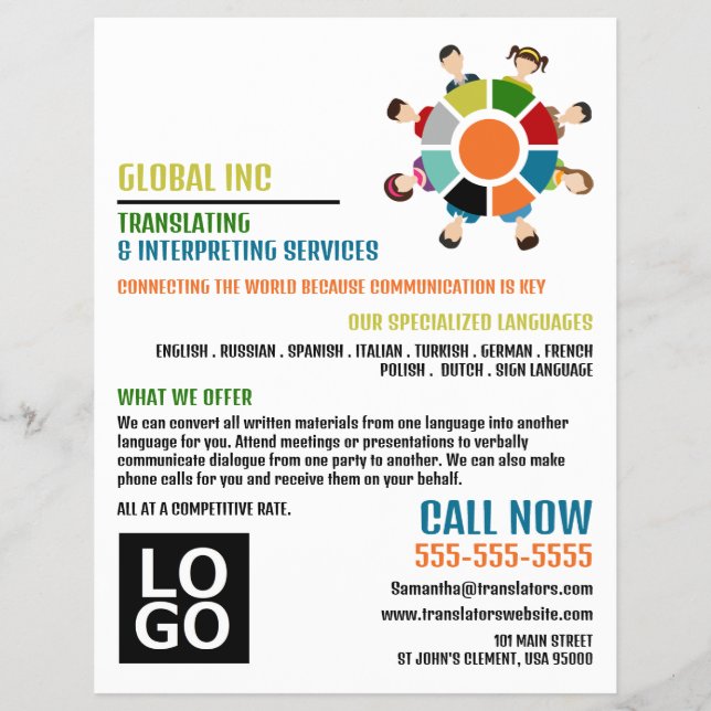 Kommunikationsrad, Übersetzer und Dolmetscher Flyer (Vorne)