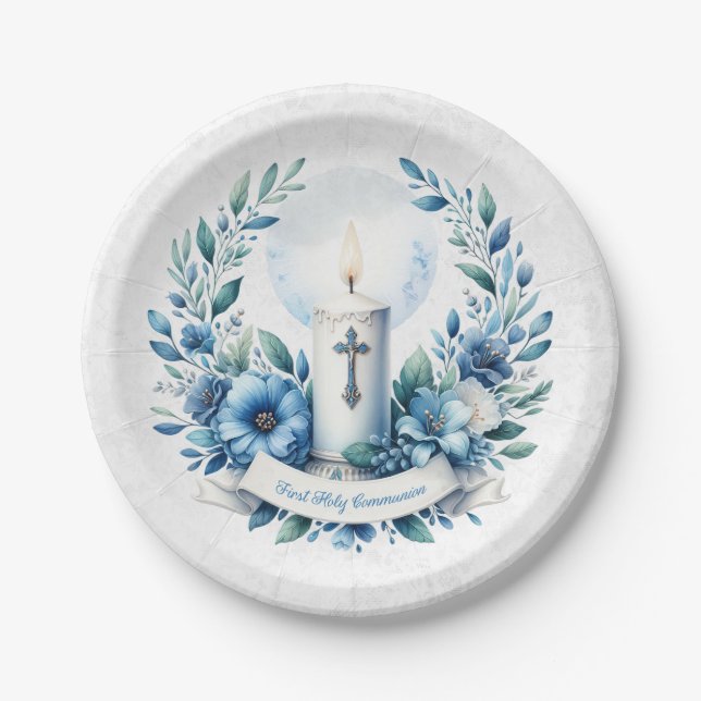 Kommunion Candle First Holly Communion Pappteller (Vorderseite)