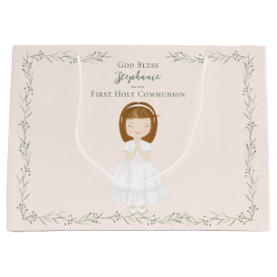 Kommunion Girl Praying Große Geschenktüte
