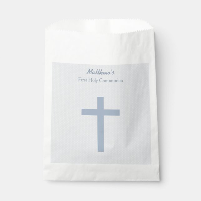 Kommunion Pastel Blue Cross Geschenktütchen (Vorderseite)