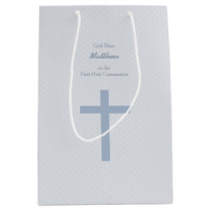 Kommunion Pastel Blue Cross Mittlere Geschenktüte