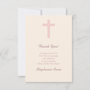 Kommunion Pastel Pink Cross Einladung