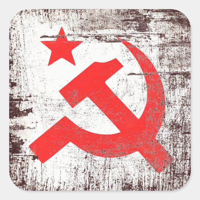 Kommunistische Symbol Quadratischer Aufkleber (Vorderseite)