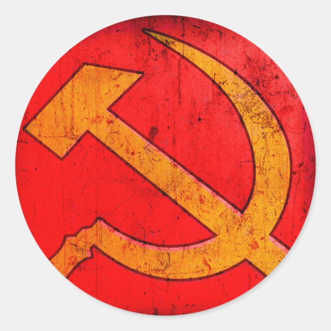 Kommunistische UdSSR Hammer und Sichelklecker Runder Aufkleber (Vorderseite)