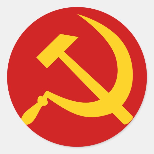 Kommunistische UdSSR Russische Hammer und Sichel Runder Aufkleber (Vorderseite)