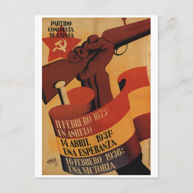 Kommunistisches Party Spanien_Propaganda-Poster Einladungspostkarte (Vorderseite)