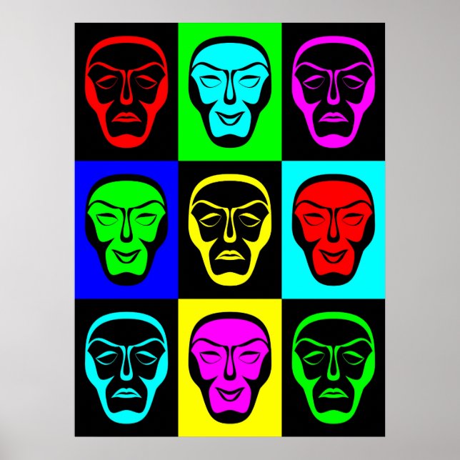 Komödie und Theatermasken Poster (Vorne)
