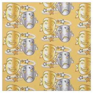 Komödien-und Tragödie-Drama-Masken Gold und Silb Stoff