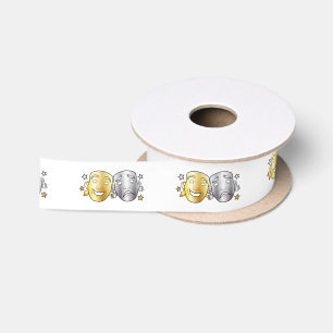 Komödien-und Tragödie-Drama-Masken-Goldsilber 1, Satinband