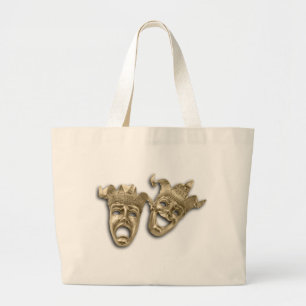 Komödien-und Tragödie-Goldmasken-Taschen-Tasche Jumbo Stoffbeutel