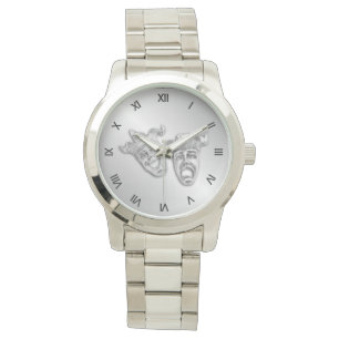 Komödien-und Tragödie-silbernes Theater-römisch Armbanduhr