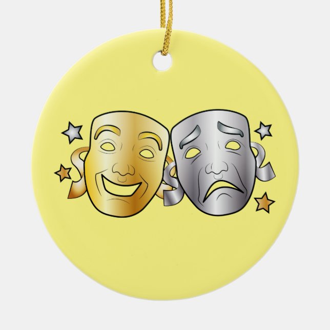 Komödien-und Tragödie-stilisierte Drama-Masken Keramikornament (Vorne)