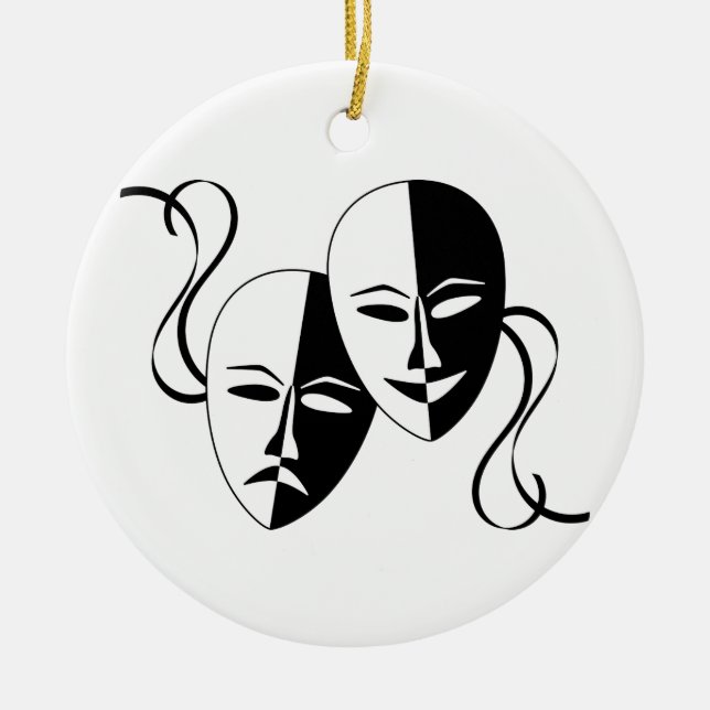 Komödien-und Tragödie-Theater-Masken/Gesichter Keramikornament (Vorne)