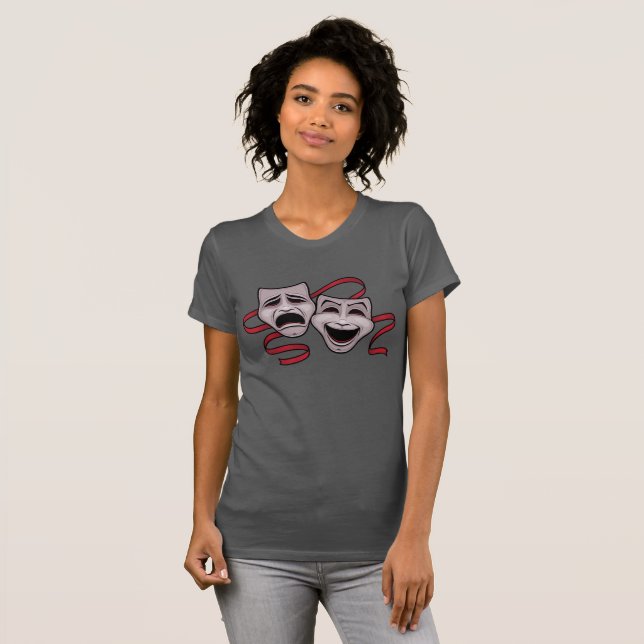 Komödien-und Tragödie-Theater-Masken T-Shirt (Vorne ganz)