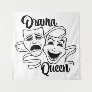 Komödien- und Tragödientheater-Masken Drama Queen Wandteppich