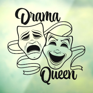 Komödien- und Tragödientheatermasken Drama Queen S Fensteraufkleber