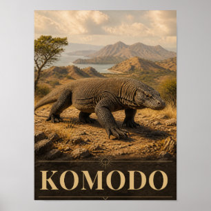 Komodo-Drache-Wildlife-Kunstposter indonesisch Poster