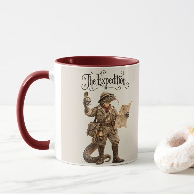 Komodo-Drachen-Entdecker Tasse (Mit Donut)