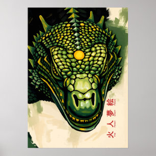 Komodo-Drachenpanzerkopf – Wilde Reptilienmacht Poster