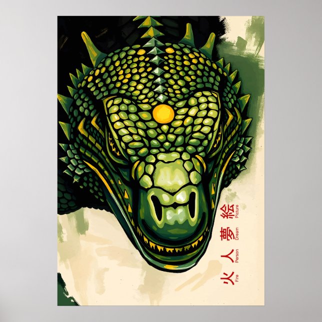 Komodo Dragon Armor Head - Fierce Reptilian Power Poster (Vorne)