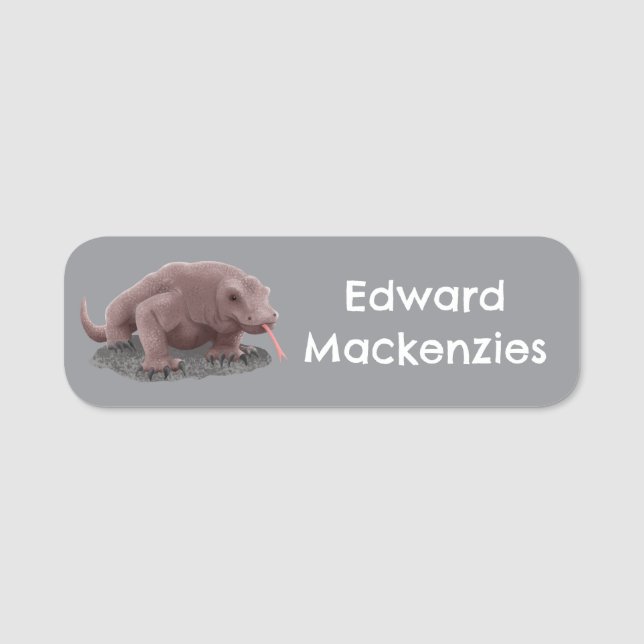 Komodo Dragon Illustration personalisiert Namensschild (Vorderseite)