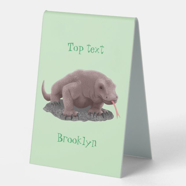 Komodo Dragon Illustration Tischaufsteller (Vorderseite)