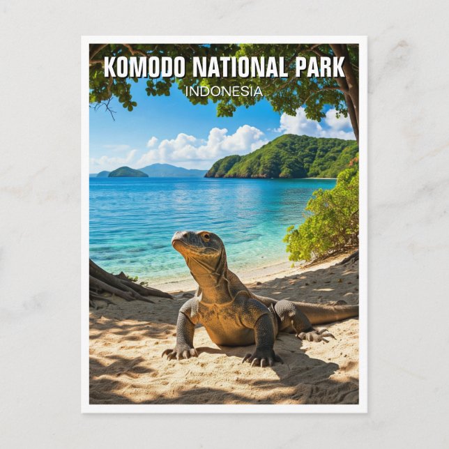 Komodo Dragon Indonesien Nationalpark Postkarte (Vorderseite)