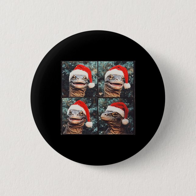 Komodo Dragon Weihnachten Button (Vorderseite)