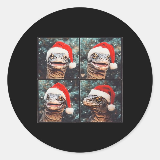 Komodo Dragon Weihnachten Runder Aufkleber (Vorderseite)