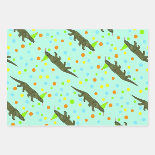 Komodo Dragon Wrapping Paper Geschenkpapier Set (Vorderseite)